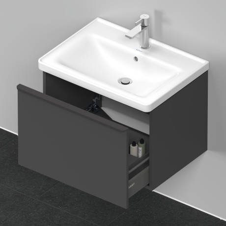 Тумба подвесная под раковину DURAVIT D-Neo DE425404949 634 мм х 452 мм, с одним выдвижным ящиком, графит матовый