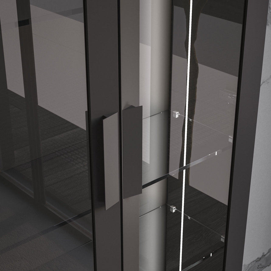 Комплект мебели BMT BLEUS 4.0 BL4-09.1    700х1701х250 мм с высоким шкафом, ручки металлические, цвет Burnt Walnut/Nero Opaco