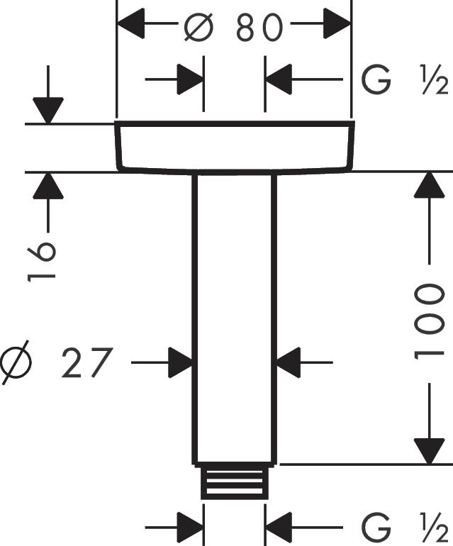 Потолочный держатель для верхнего душа HANSGROHE 27393990 100 мм, цвет Полированное золото