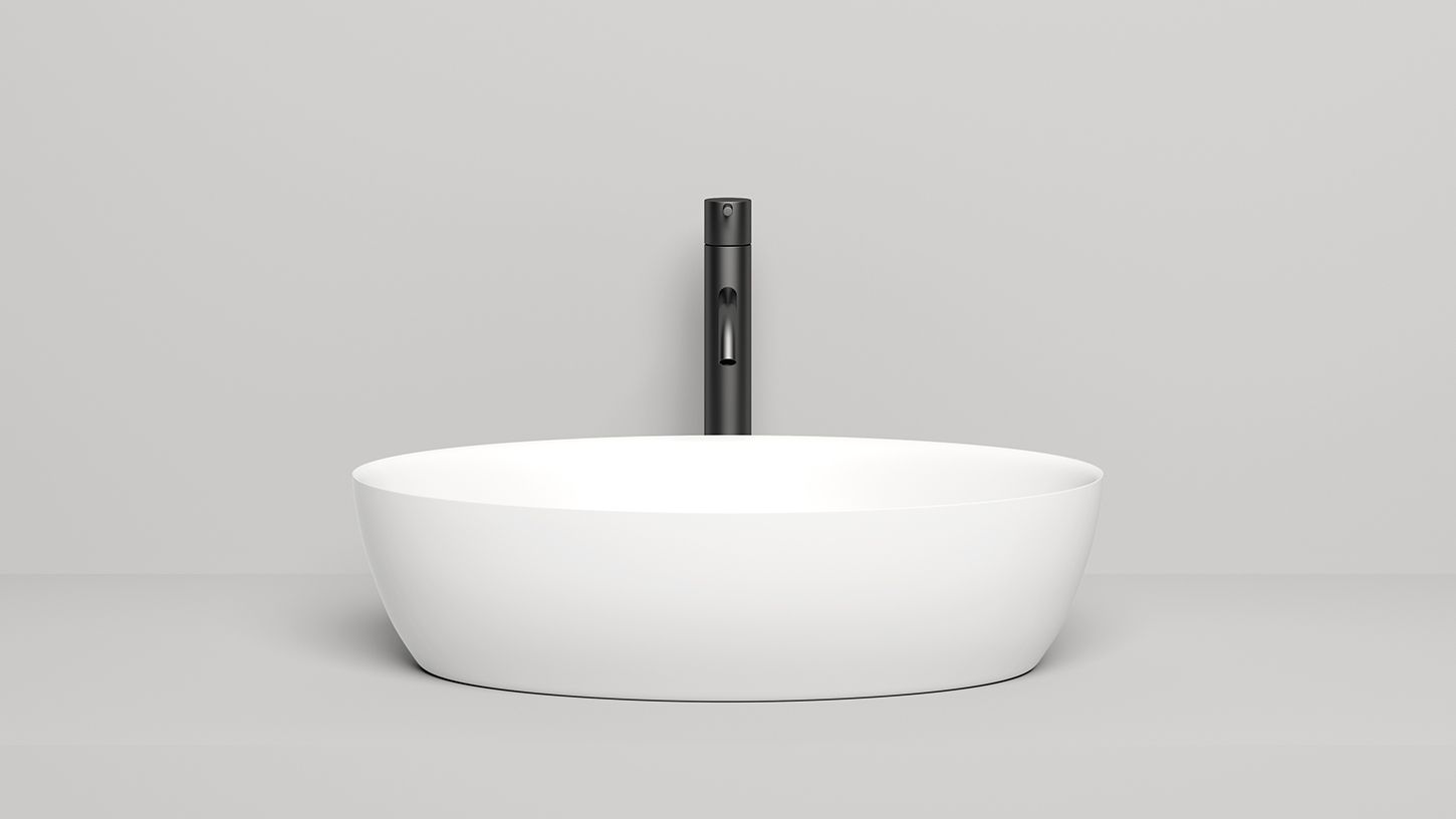 Раковина накладная овальная SALINI ALDA 01 110621M 580х350х150мм, S-Stone, без донного клапана, цвет Белый матовый