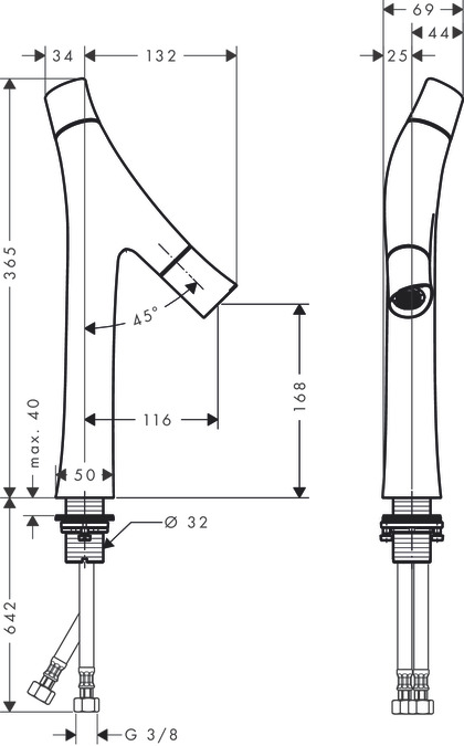 Смеситель для раковины AXOR Starck Organic 12012000 Хром