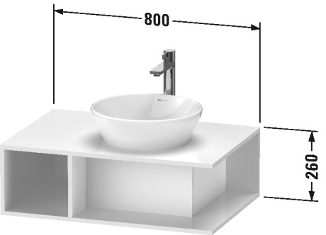 Тумба подвесная под раковину DURAVIT D-Neo DE495802222 800 мм х 550 мм, с консолью, с открытой полкой слева, белый глянцевый
