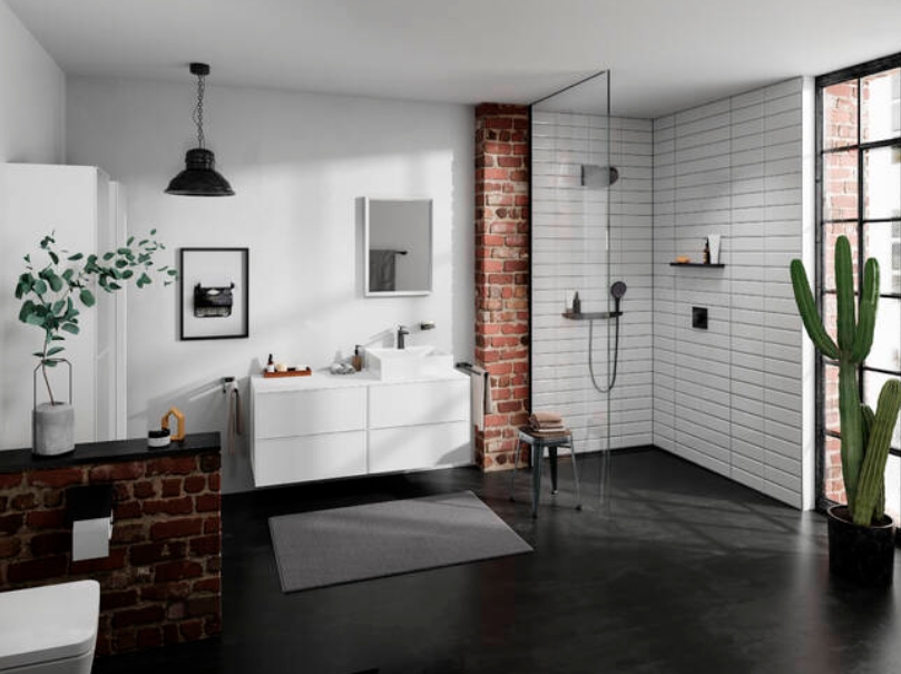 Верхний душ круглый потолочный HANSGROHE Rainfinity 26229670 250, 1jet, с EcoSmart, цвет Чёрный матовый