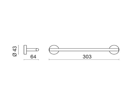 Полотенцедержатель из стали AISI304 BOSSINI Inox Line V50401.075 300 мм, цвет Матовая нержавеющая сталь
