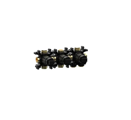 Встраиваемая внутренняя часть термостата ALMAR MODULAR PUSH E176908 на 2 потребителя, c 2 запорными вентилями, цвет Чёрный