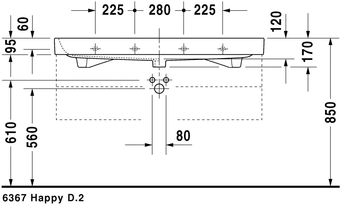 Раковина подвесная Duravit Happy D.2 2318120000 120х50см