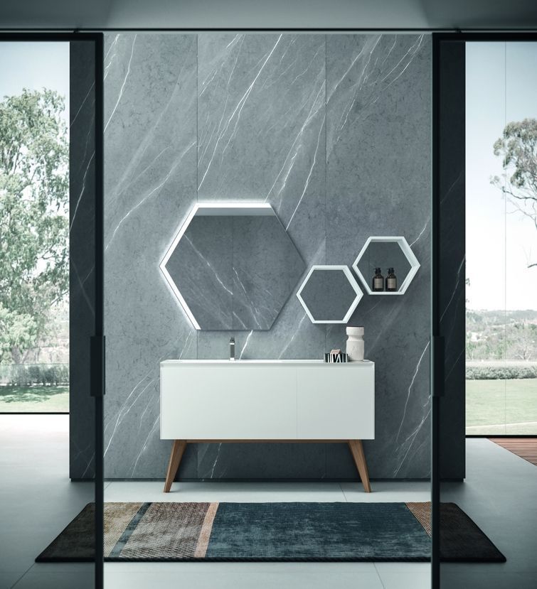 Раковина со столешницей BMT IKON RAGGIATA 870 811 124 01.4 R    1240х22х502 мм, с отверстием под смеситель, белый матовый