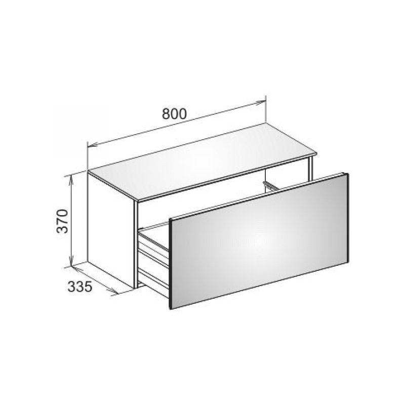Боковая тумба Keuco Royal Reflex 34010 110000 800x370x335 мм 1 ящик корпус матовый лак фасад стекло антрацит
