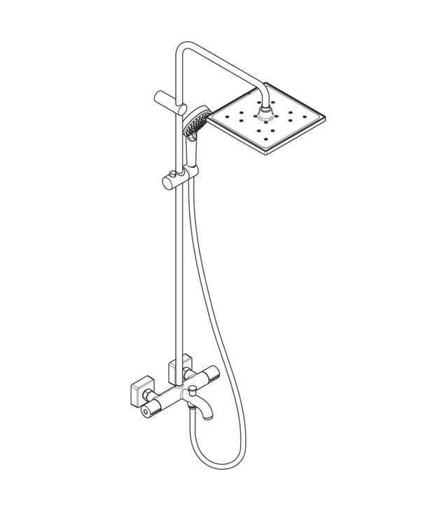 Душевая система HANSGROHE Vernis Shape Showerpipe 240 1jet 26900670 с термостатом для ванны, цвет Чёрный матовый