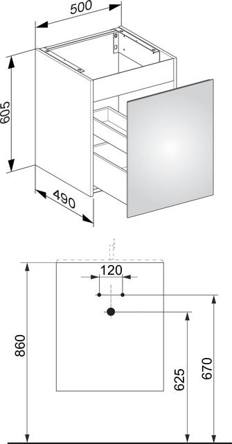 Тумба под умывальник Keuco Plan 32942 110000 корпус лак матовый антрацит, фасад стекло антрацит глянцевый