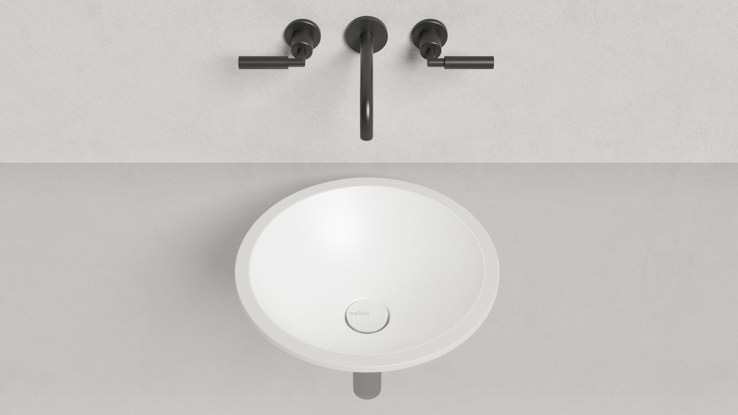 Раковина встраиваемая круглая SALINI MAREA 05 1802205M 420х420х138мм, S-Stone, без донного клапана, цвет Белый матовый