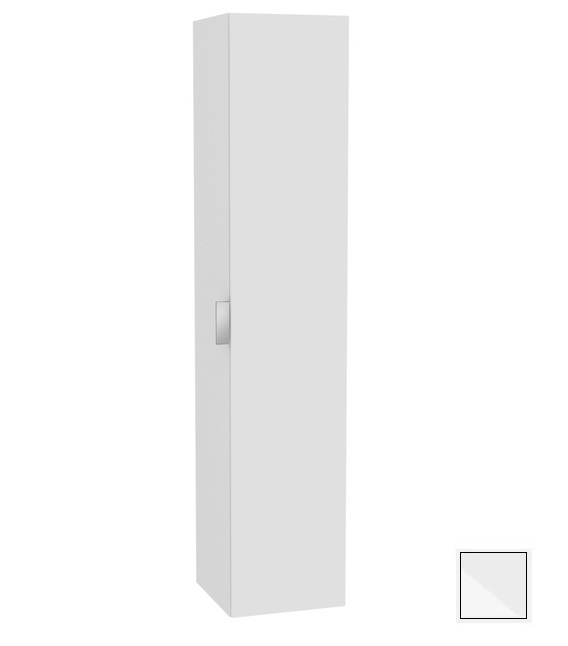 Шкаф - пенал высокий подвесной KEUCO EDITION 11 31331 300002 петли справа, 3 стеклянные полки, с корзиной для белья, корпус матовый лак/фасад глянцевое стекло, белый