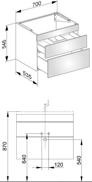 Тумба подвесная под раковину KEUCO EDITION 400 31541 450000 с двумя выдвижными фронтами, корпус/фасад структурный лак, кашемир