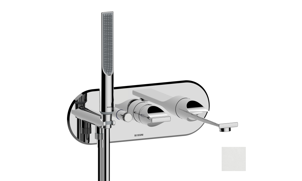 Наружная часть смесителя для ванны BOSSINI Apice Z00555.045 c изливом, душем-палочкой и шлангом, белый матовый (изделие снято с производства)