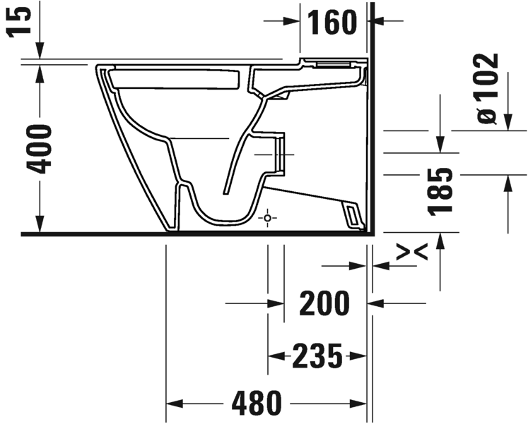 Унитаз напольный Duravit D-Neo Rimless 2002090000 370 мм х 650 мм, с вертикальным смывом, Vario, без смывного края, с креплением, белый