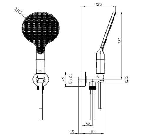 Душевой комплект BOSSINI Apice CE3002C.030 с ручным душем, держателем и шлангом, хром