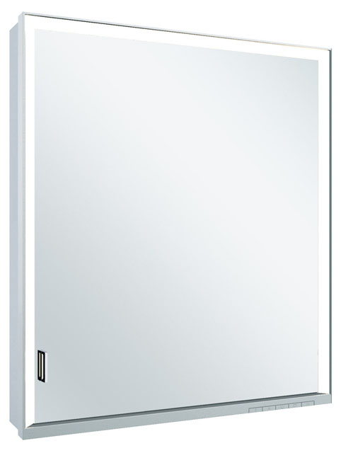 Правый зеркальный шкаф с подсветкой для настенного монтажа KEUCO Royal Lumos 14321 172101 130х650х735 мм, 1 дверца, петли справа, цвет Алюминий серебристый анодированный/Белый
