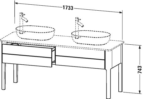 Тумба напольная под столешницу Duravit Luv LU9562B9898 темно-синий