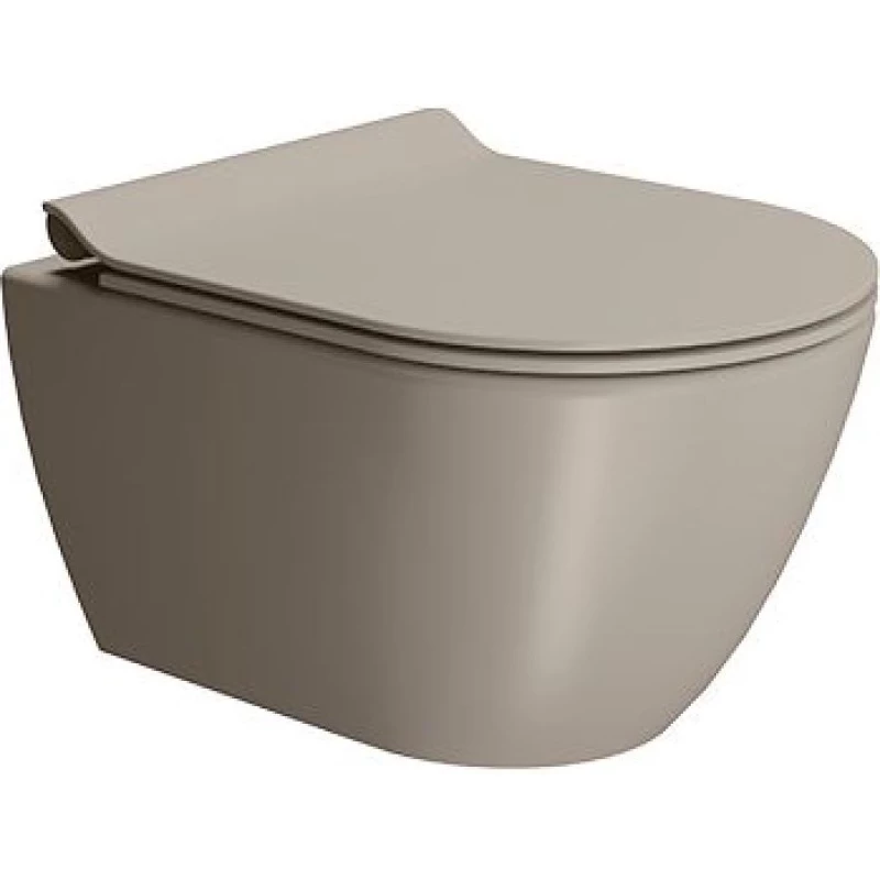 Унитаз подвесной безободковый GSI PURA 8816FR505 500 мм х 360 мм, с Swirlflush 2.0, с крепежом, цвет Tortora Matte (старый артикул 881605 / 8816FR205)