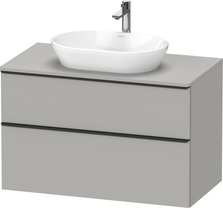Тумба подвесная под раковину DURAVIT D-Neo DE4968040707 550 мм х 1000 мм, с двумя выдвижными ящиками и консолью, бетонно-серый матовый