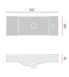 Раковина подвесная ARTCERAM BRICK LML002 01 00 540 мм х 200 мм, c отверстием под смеситель справа, c переливом, белый глянцевый