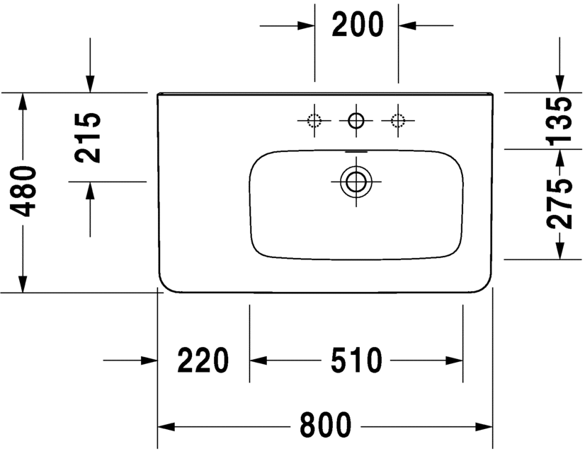 Раковина ассиметричная Duravit DuraStyle 2326800060, ориентация справа, без отверстия под смеситель, белая 