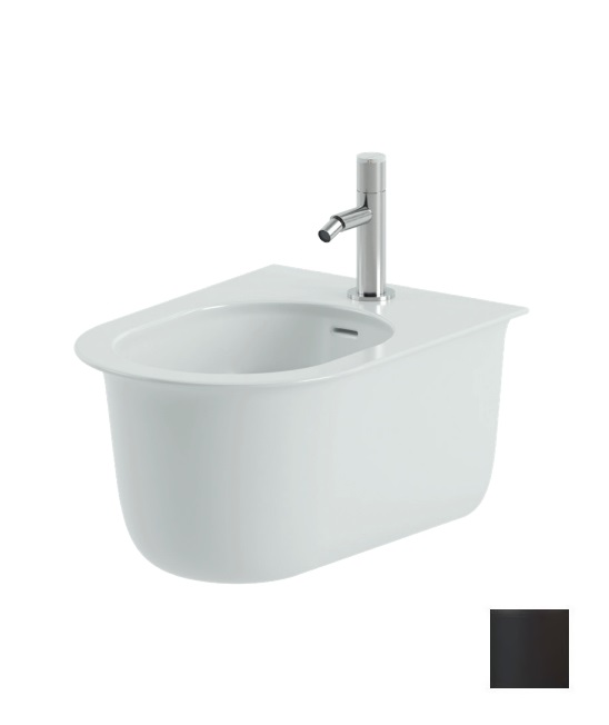 Биде повдесное ARTCERAM CHIC CHB001 17 00 530 мм х 380 мм, с отверстием под смеситель, с переливом, с креплением, чёрный матовый