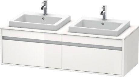 Тумба подвесная Duravit Ketho KT 6797B 2222 для двух раковин, с двумя выдвижными ящиками, белый глянцевый 