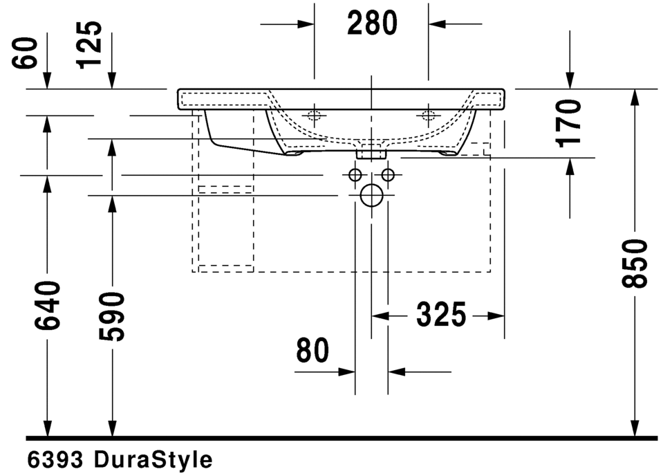 Раковина ассиметричная Duravit DuraStyle 2326800060, ориентация справа, без отверстия под смеситель, белая 