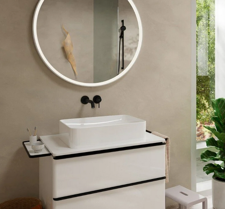 Однорычажный настенный смеситель для раковины Hansgrohe Tecturis S 73350670 скрытого монтажа, цвет Чёрный матовый