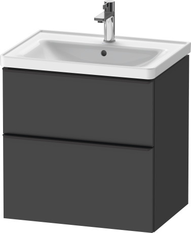 Тумба подвесная под раковину DURAVIT D-Neo DE435404949 634 мм х 452 мм, с выдвижным ящиком и выдвижным отделением, графит матовый