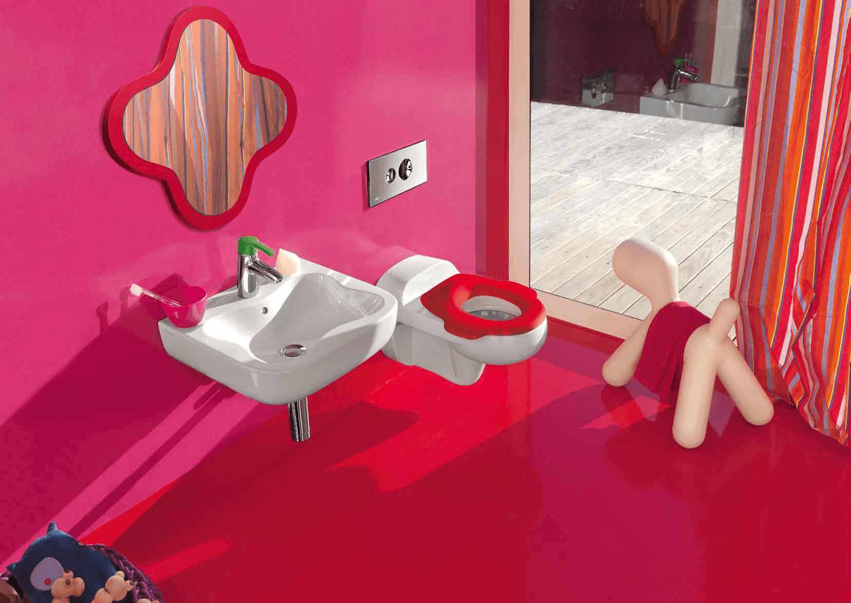 Зеркало-цветок  Laufen  Florakids   4.6160.1.003.469.1 435х383х20 мм, красная рамка