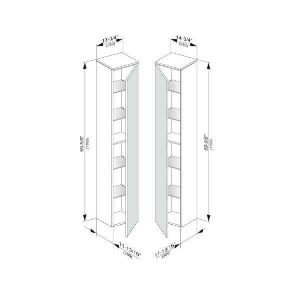 Шкаф - пенал высокий подвесной KEUCO EDITION 400 31730 390001 петли слева, 4 стеклянные полки, корпус/фасад структурный лак, антрацит
