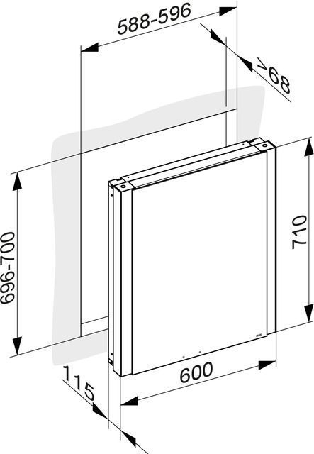 Левый зеркальный шкаф с подсветкой и подогревом для встраиваемого монтажа KEUCO Somaris 14511 851201 115 мм х 600 мм х 710 мм, с 1 поворотной дверцей, цвет корпуса под Светлый дуб