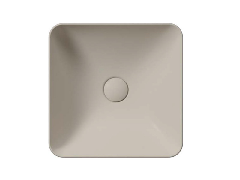 Раковина накладная квадратная GSI NUBES 903808 380 мм х 380 мм, без отверстия под смеситель, цвет Creta Matte