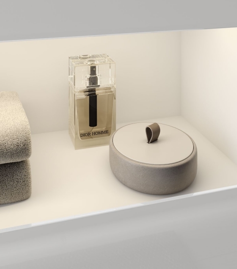 Тумба под раковину с освещением KEUCO STAGELINE 32864 970100 490 мм х 800 мм х 549 мм, с 1 выдвижным ящиком, с отверстием под смеситель слева, с сифоном, вулканит/вулканит