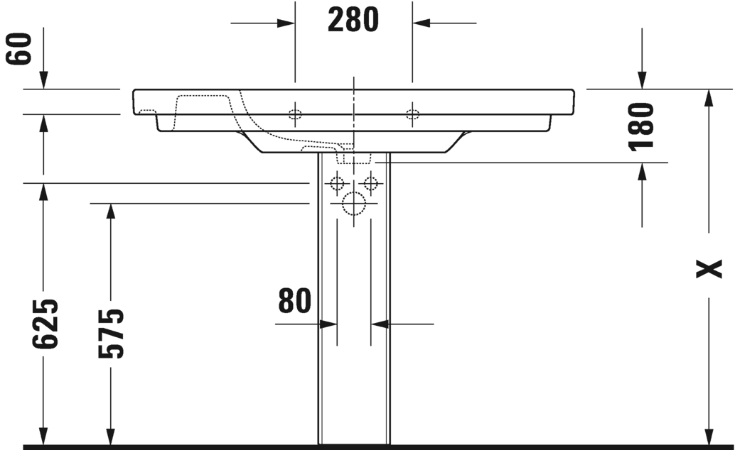 Раковина встраиваемая сверху Duravit D-Code 03421000002 с тремя отверстиями для смесителя, с переливом, белая