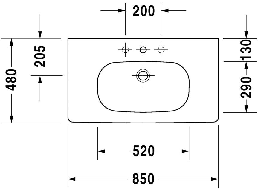 Раковина для мебели  Duravit d-code 03428500002 85х48 см