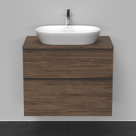 Тумба подвесная под раковину DURAVIT D-Neo DE496702121 800 мм х 550 мм, с консолью, с двумя выдвижными ящиками, орех тёмный