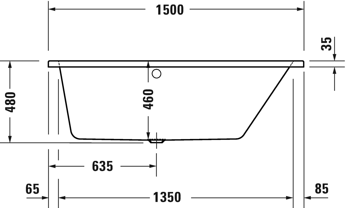Ванна встраиваемая акриловая трапециевидная DURAVIT Duravit No.1 700505000000000 800 мм х 1500 мм х 480 мм, с наклонной спинкой справа, белая глянцевая
