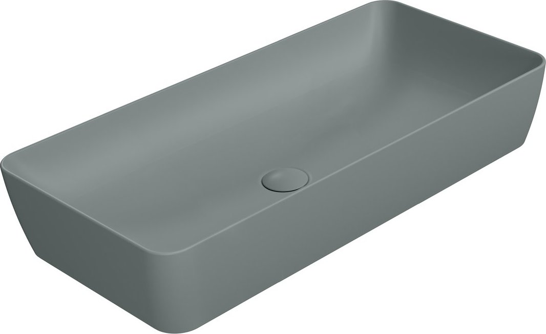 Раковина накладная GSI NUBES 904004 800х400 мм, без отверстия под смеситель, без перелива, цвет Agave Matte