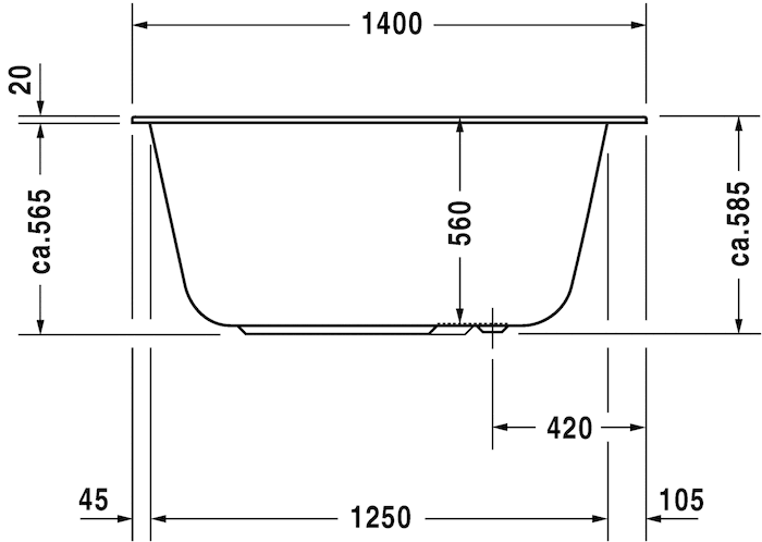 Акриловая встраиваемая ванна Duravit DuraStyle 700233000000000 1400 х 800