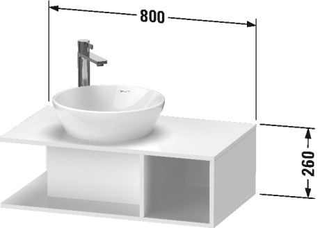 Тумба подвесная под раковину DURAVIT D-Neo DE491804343 800 мм х 480 мм, с консолью, с открытой полкой справа, базальт матовый