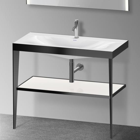 Напольная консоль DURAVIT XViu/C-bonded XV4716OB285 1000 мм х 850 мм, с умывальником Viu, 1 отверстие под смеситель, с полкой, чёрный матовый/белый глянцевый лак