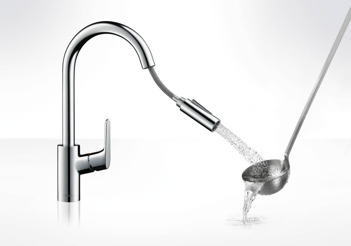 Кухонный смеситель однорычажный с вытяжным душем 2jet HANSGROHE Focus M41 31815000 240 мм, цвет Хром