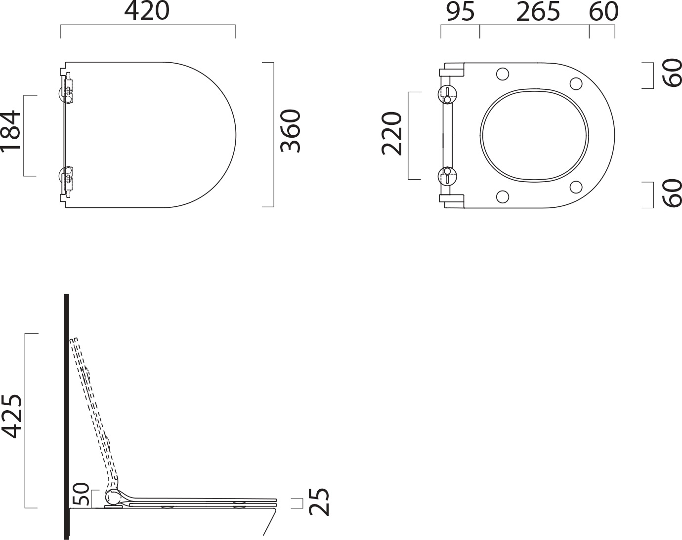 Сиденье для унитаза с крышкой GSI PURA MS76SN26 420 мм х 360 мм, SoftClose, цвет Чёрный матовый Ardesia