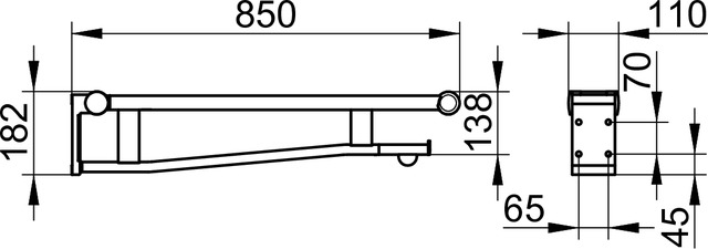 Настенный поручень для туалета KEUCO PLAN CARE 34903 171837 откидывается наверх, с ограничением хода, исполнение справа, Алюминий серебристый анодированный/Тёмно-серый