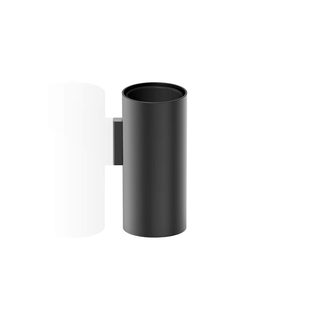 Стакан для зубных щеток подвесной DECOR WALTHER Mikado MK WMB   0523460    12 X Ø 5,5 х 6,5 см, с белым керамическим контейнером, цвет черный матовый Black Matt