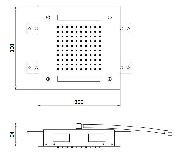 Встраиваемый верхний душ квадратный с хромотерапией ALMAR Chromotherapy QUADRO 300 E044172.MS 300 мм х 300 мм, цвет Stainless Steel Mirror
