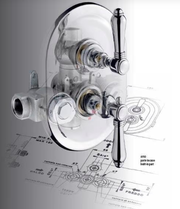 Внутренняя часть термостата для душа NICOLAZZI THERMOSTATICO 4910 с запорным вентилем, хром